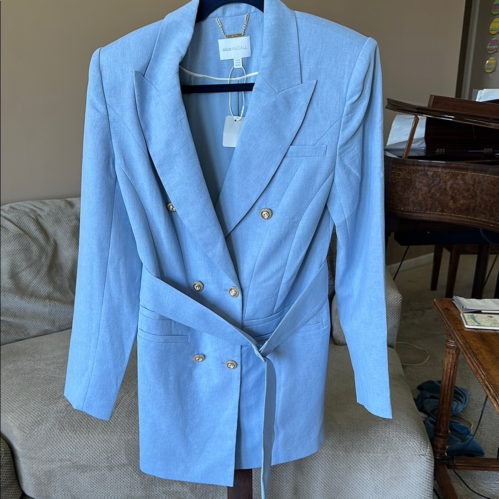 Blue Double-Breasted Women's Blazer